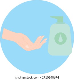 A hand and a liquid soap