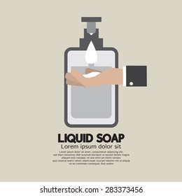 Hand With Liquid Soap Vector Illustration