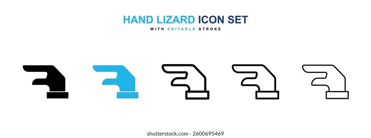 Hand Lizard icons graphics set in black and blue colors