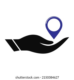 Hand Location logo design. Location logo with Hand concept vector. Hand and Location logo design