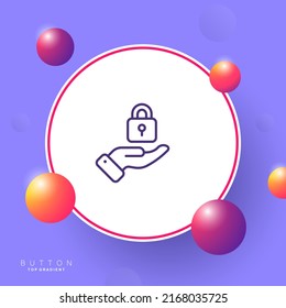 Hand with lock line icon. Private information, personal data, security, protection, password, twofactor authentication. Defense concept. Vector line icon for Business and Advertising