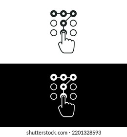 Hand with lock pattern icon isolated on white background