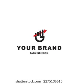 hand logo with up arrow sign