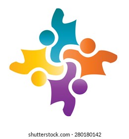 hand logo circle chain together 