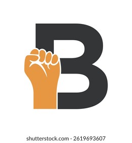  Hand Logo kombinieren mit Buchstabe B Vektor Vorlage