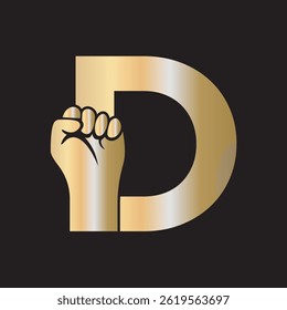  Hand Logo Combine With letter D Vector Template