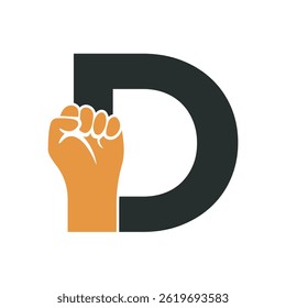  Hand Logo Combine With letter D Vector Template