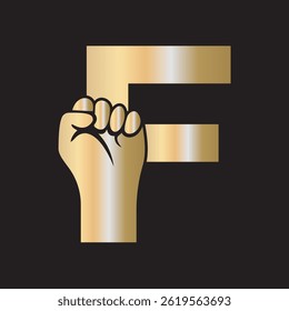  Hand Logo Combine With letter F Vector Template