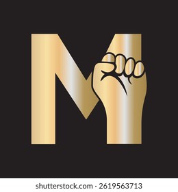  Hand Logo Combine With letter M Vector Template