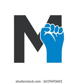  Hand Logo Combine With letter M Vector Template
