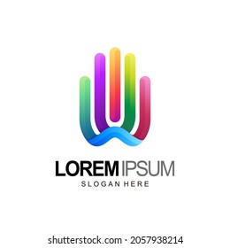 hand logo concept with flat 3d colorful style