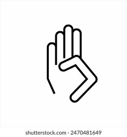 Hand logo design with a gesture of raising 4 fingers as a sign of stop or disagreement.