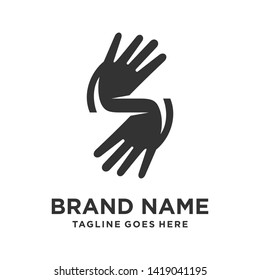 hand logo design in the shape of the letter S