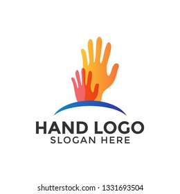 Hand logo design template vector isolated illustration