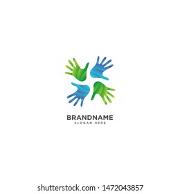 Hand logo design vector abstract colorful sign