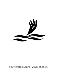 hand logo design with hand and water river inspiration