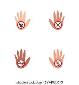 Hand logo with drug abuse vector in the center. International Day Against Drug Abuse and Illicit Trafficking Poster, drug icon, text, poster,Vector Design