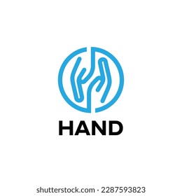 hand logo with flat style concept and line design