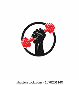 Hand logo is holding barbell