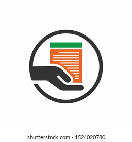 Hand logo is holding the paper