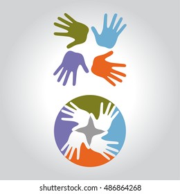 hand logo, icon and symbol vector illustration