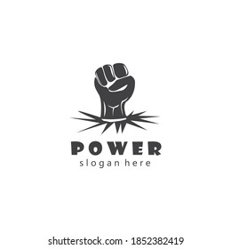 Hand logo illustration power abstract vector design