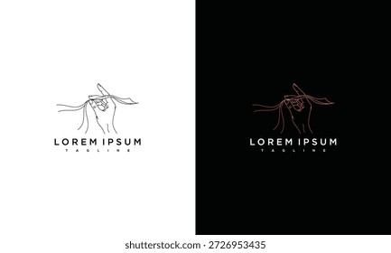 Die Handlogo-Illustration, die dynamische Bewegung und Freiheit zeigt, ist in zwei monochromen Stilen auf weißem und schwarzem Hintergrund von der Vorderseite aus dargestellt.