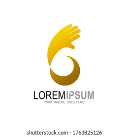 Hand logo with letter B design template, Hand care icons