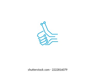 
logotipo de mano con modelo neuronal