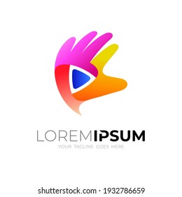 Hand Logo And Play Design Colorful, Modern Logo Template