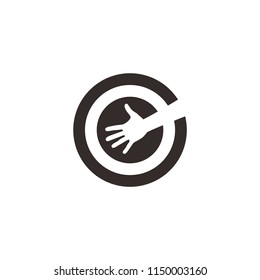 Hand Logo. simple modern round caring hand assistance, black icon inspiration for charity vector template design idea