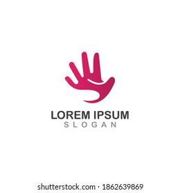 Hand logo simple vector design template, colorful hand vector illustration