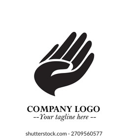 Hand Logo Symbol in Black on White Background for Modern Minimalist Branding and Creative Design Art