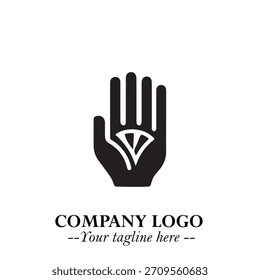 Hand Logo Symbol in Black on White Background for Modern Minimalist Branding and Creative Design Art