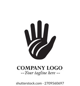 Hand-Logo-Symbol auf schwarz-weißem Hintergrund für modernes minimalistisches Branding und kreative Designkunst