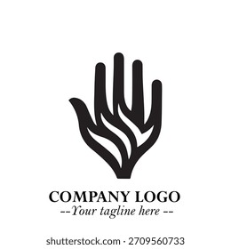 Hand-Logo-Symbol auf schwarz-weißem Hintergrund für modernes minimalistisches Branding und kreative Designkunst