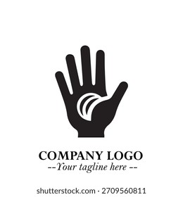 Símbolo de logotipo de mão em preto sobre fundo branco para marca minimalista moderna e arte de design criativo