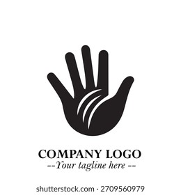 Hand-Logo-Symbol auf schwarz-weißem Hintergrund für modernes minimalistisches Branding und kreative Designkunst