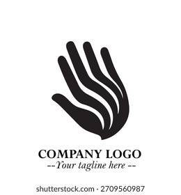 Símbolo de logotipo de mão em preto sobre fundo branco para marca minimalista moderna e arte de design criativo