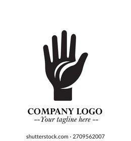 Hand Logo Symbol in Black on White Background for Modern Minimalist Branding and Creative Design Art