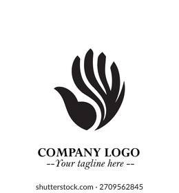 Símbolo del logotipo de la mano en negro sobre fondo blanco para la marca minimalista moderna y el arte creativo del diseño