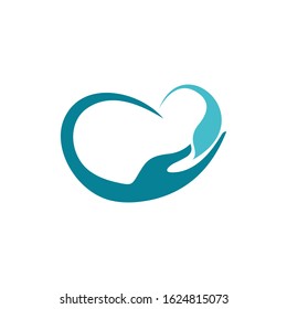 hand logo and symbol of love vector design