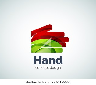 Hand logo template, abstract geometric glossy business icon