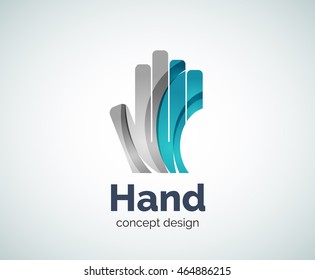 Hand logo template, abstract geometric glossy business icon