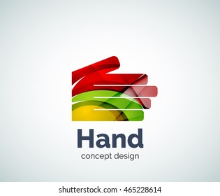 Plantilla de logotipo de mano, icono de negocios con brillo geométrico abstracto
