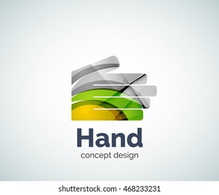 Hand logo template, abstract geometric glossy business icon
