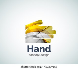 Hand logo template, abstract geometric glossy business icon