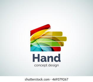 Hand logo template, abstract geometric glossy business icon