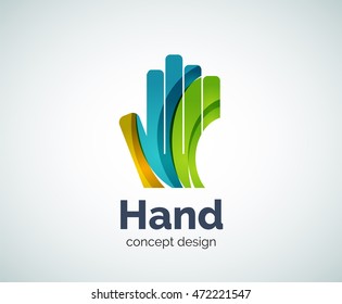 Hand logo template, abstract geometric glossy business icon