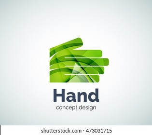 Hand logo template, abstract geometric glossy business icon